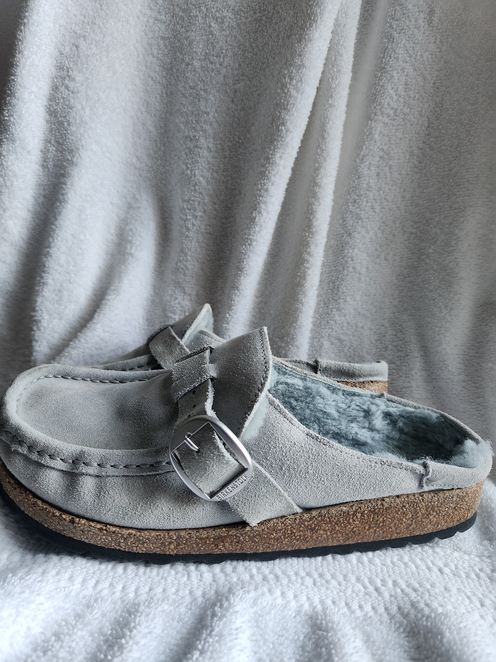Birkenstock Buckley Light Gray Suede  Clogs with Buckle 37N - Picture 2 of 6